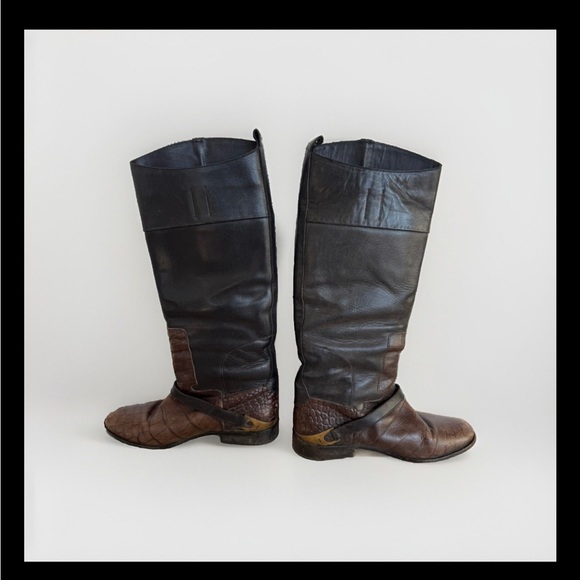 Golden Goose pull on croc leather riding boots size 39 9 - Picture 1 of 13